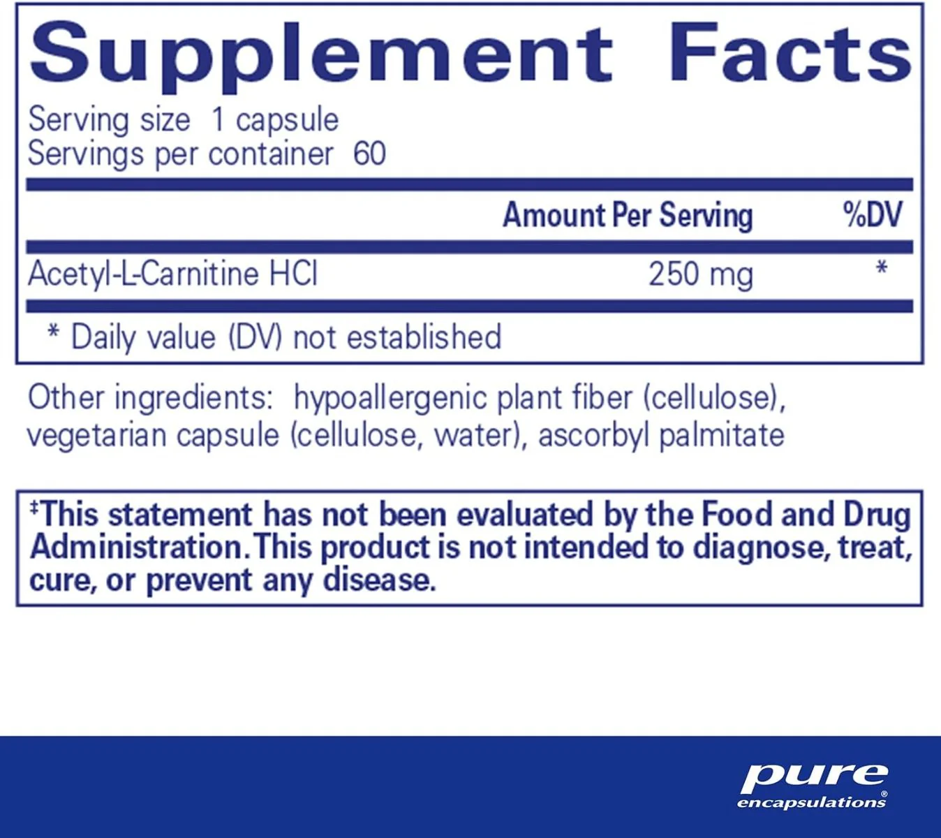 Acetyl-L-Carnitine 250 Mg 60 Veggie Caps - Image 3
