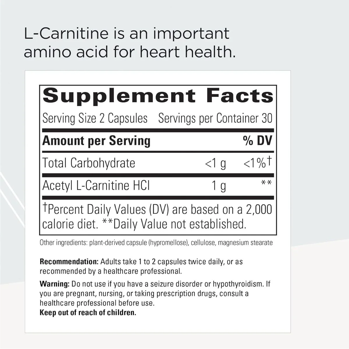 Acetyl-L-Carnitine 500 MG 60 Capsules - Image 2