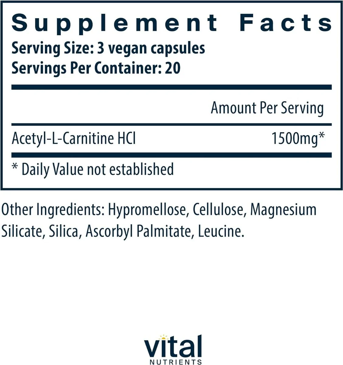 Acetyl L-Carnitine 500 Mg 60 Capsules - Image 2