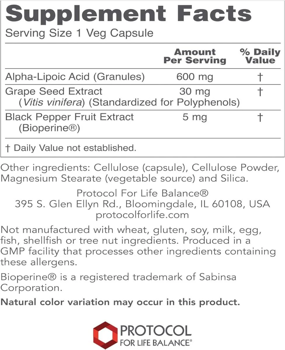 Alpha Lipoic Acid 600 MG 60 Vegan Capsules - Image 2