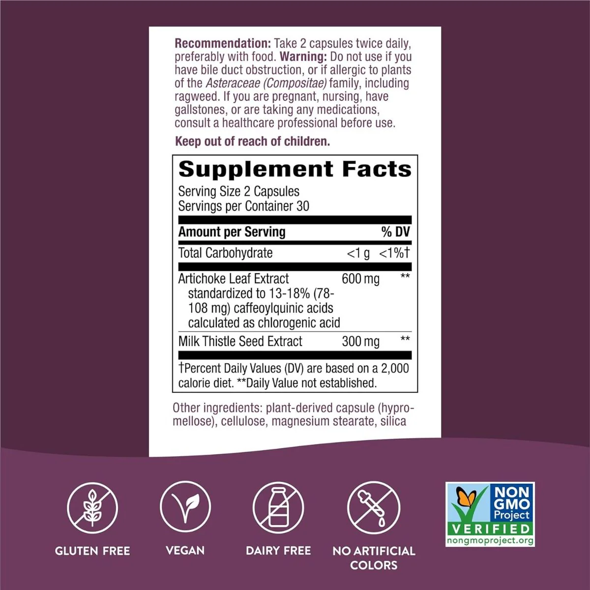 Artichoke 300 MG 60Vegan Capsules - Image 2