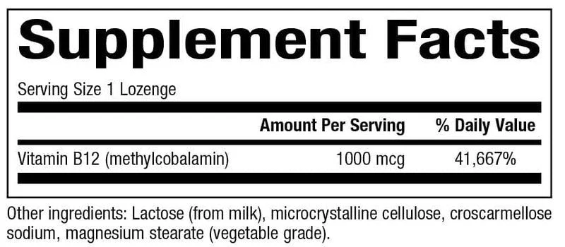 B12 Methylcobalamin 1000 MCG 60Lozenges - Image 2