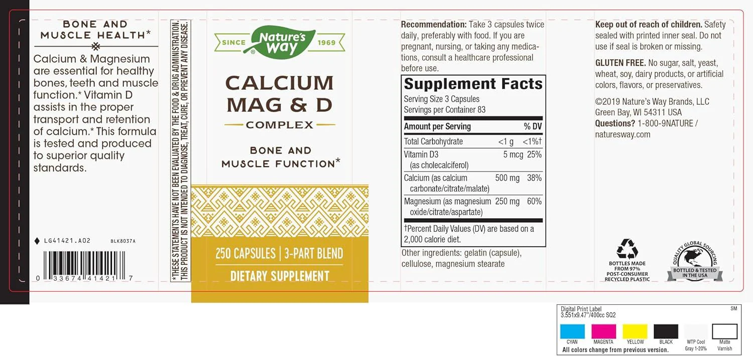 Calcium Magnesium & Vitamin D 250Capsules - Image 3