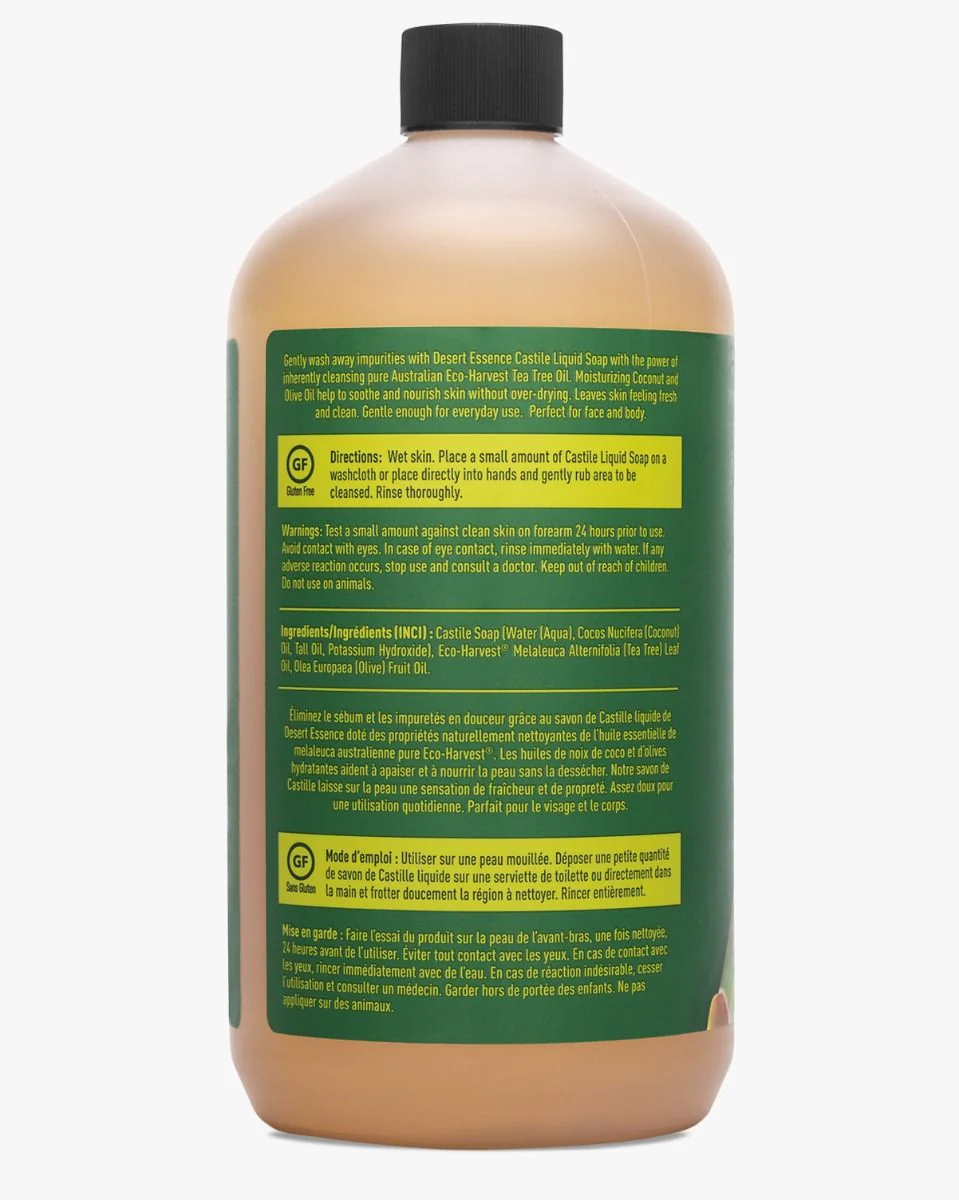 Castile Liquid Soap with Eco-Harvest Tea Tree Oil 32 Fl. Oz Soap - Image 3