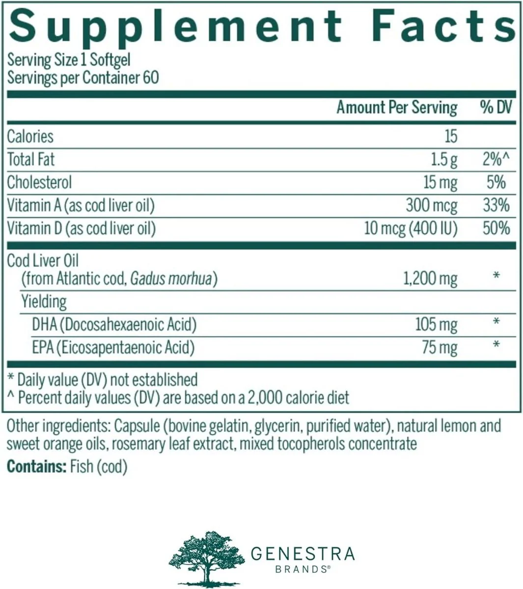 Cod Liver Oil DHA/EPA Forte 60Softgels - Image 2