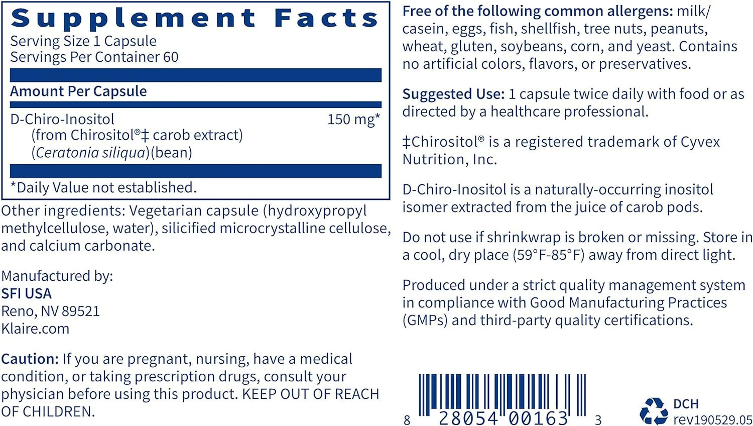D-Chiro-Inositol 150 MG 60 Veggie Caps - Image 5