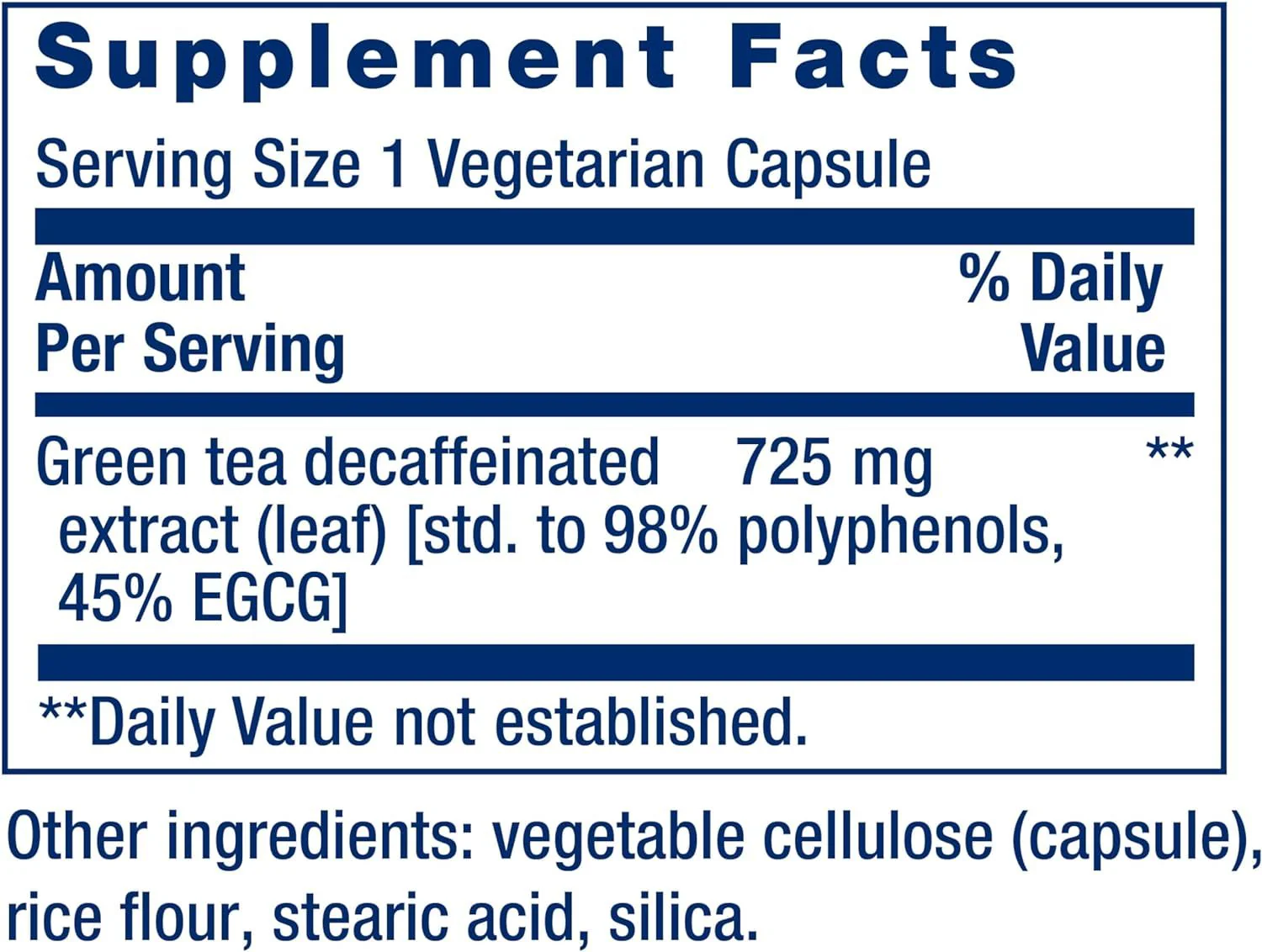 Decaffeinated Mega Green Tea Extract 100 Veggie Caps - Image 4