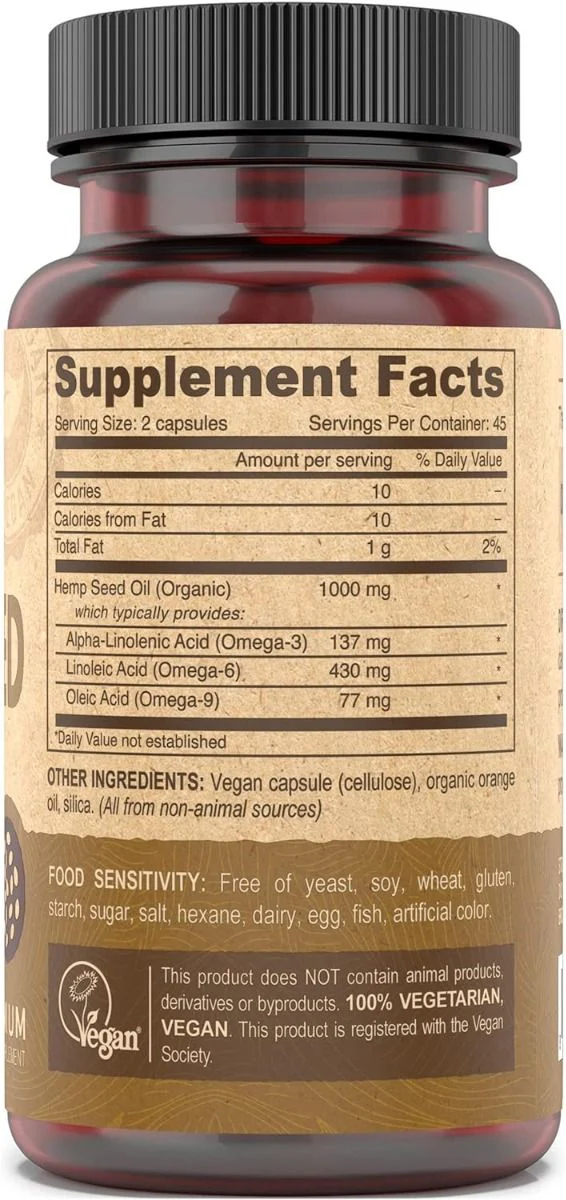Devan Vegan Hemp Seed Oil - Omega 3 6 9 90Vegan Capsules - Image 4