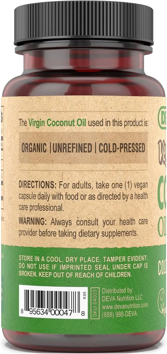 Devan Vegan Vitamins Coconut Oil 90Vegan Capsules - Image 2