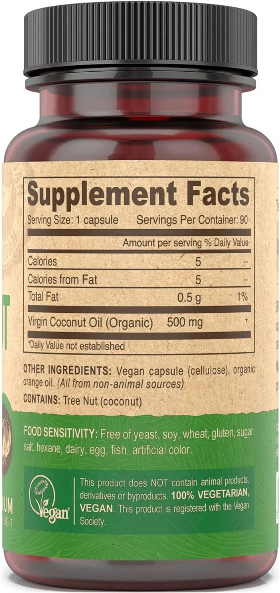 Devan Vegan Vitamins Coconut Oil 90Vegan Capsules - Image 3