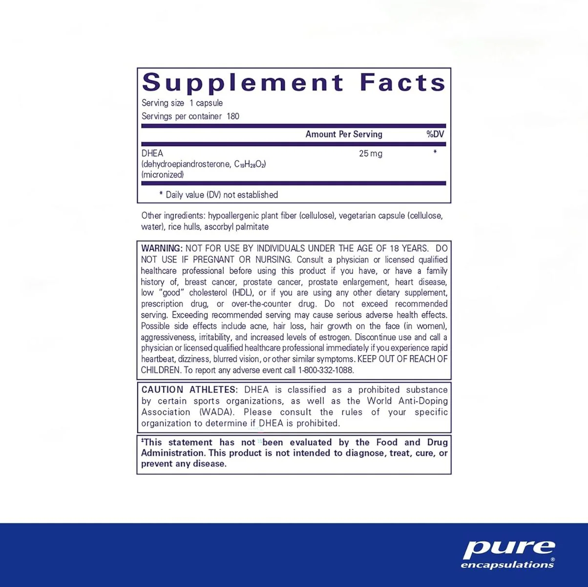 DHEA Micronized 25 MG 180 Capsules - Image 2
