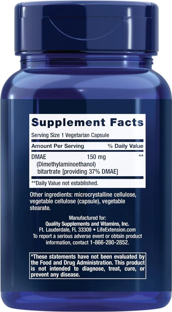 DMAE Bitartrate 150 MG 200 Veggie Caps - Image 2