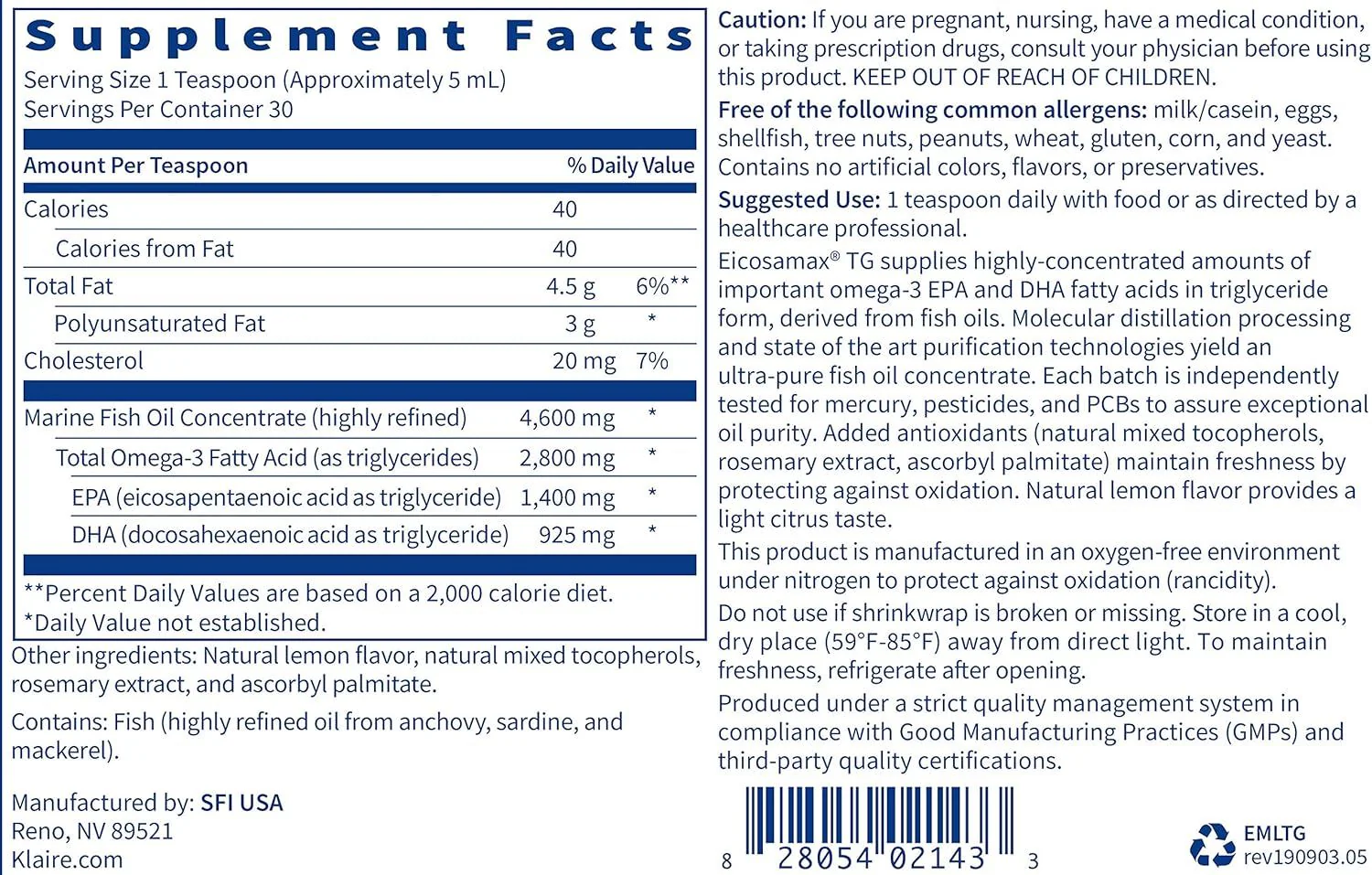 Eicosamax TG Liquid 4500 MG 5 oz (150 mL) Liquid Lemon - Image 4