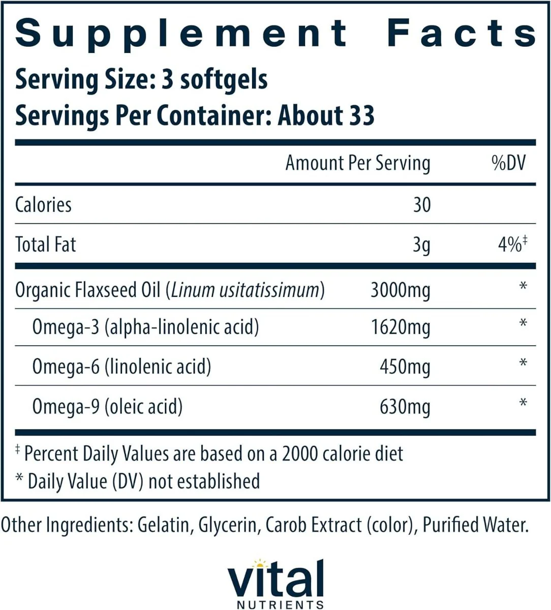 Flax Oil Organic 1000 MG 100Capsules - Image 2