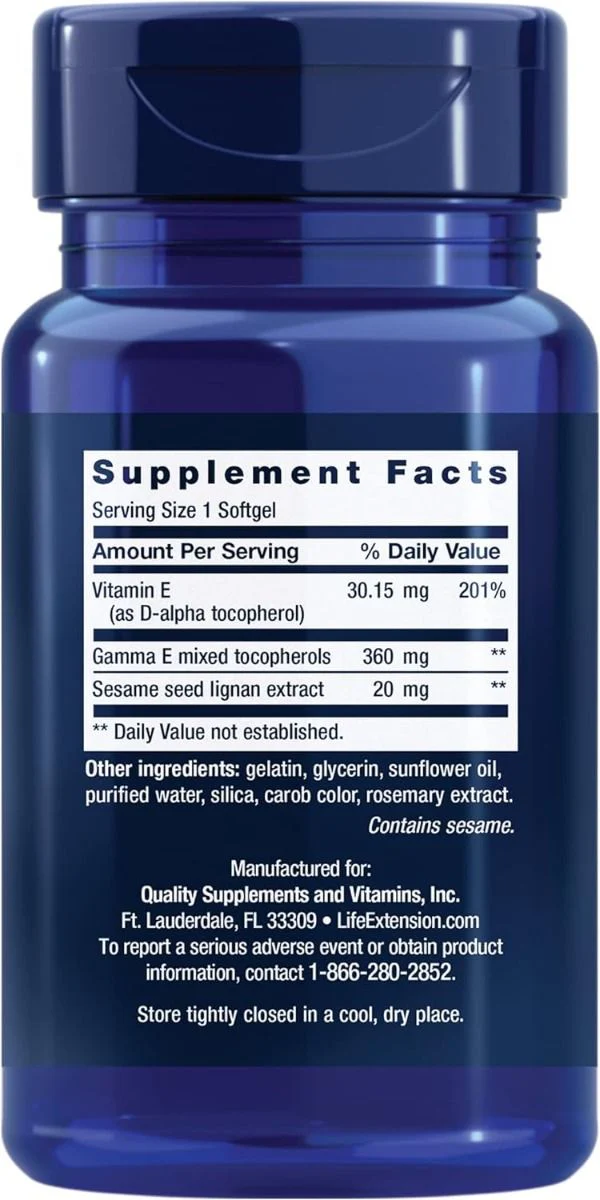 Gamma E Tocopherol With Sesame Lignans 60 Softgels - Image 2