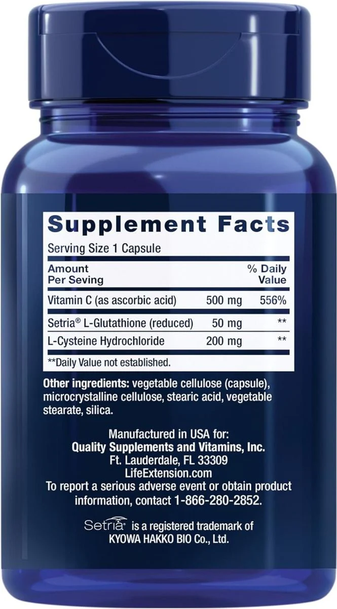 Glutathione, Cysteine & C 750 MG 100 Veggie Caps - Image 2