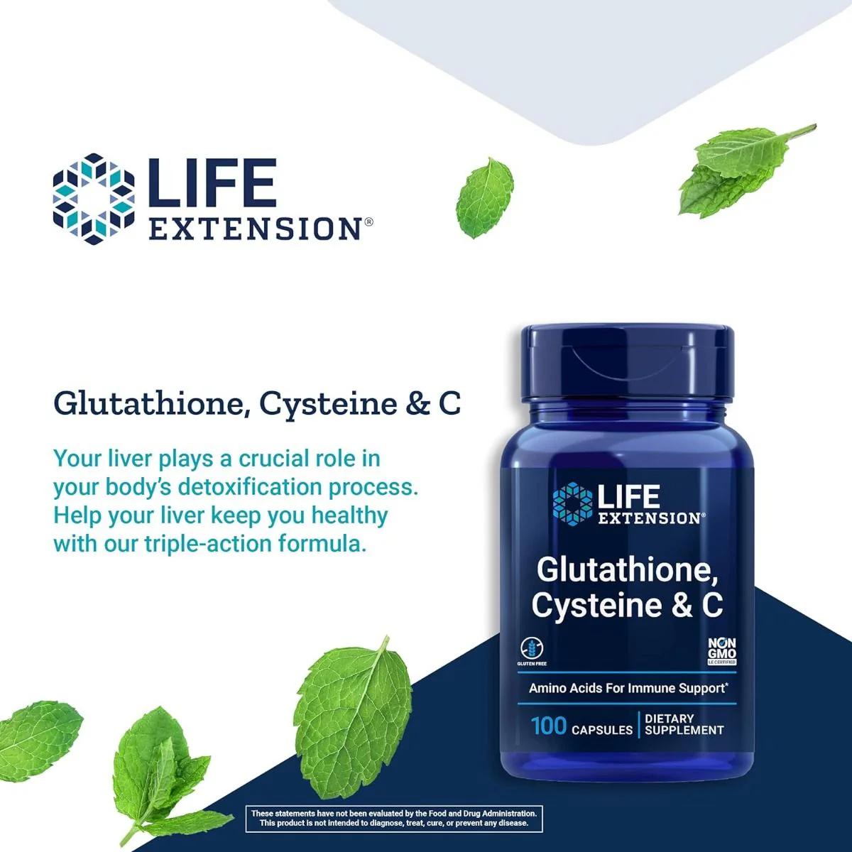 Glutathione, Cysteine & C 750 MG 100 Veggie Caps - Image 7
