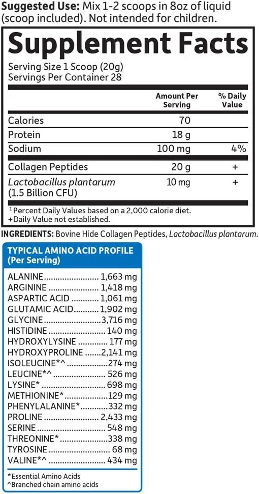 Grass Fed Collagen Peptides 19.75 oz / 1 lb 3.75 oz (560g) Powder Unflavored - Image 6