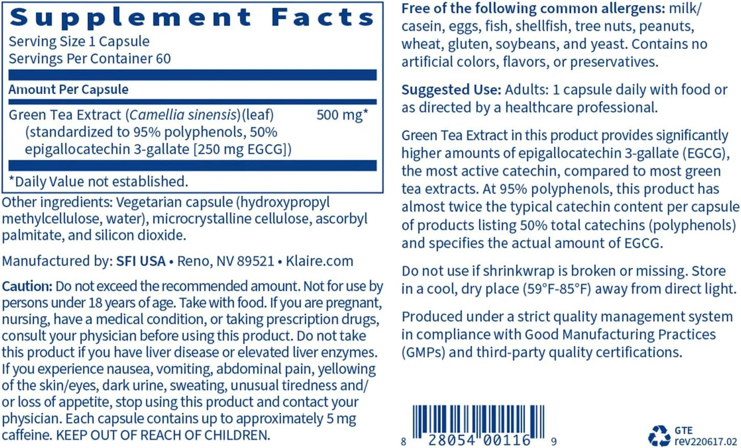 Green Tea Extract 60 Veggie Caps - Image 2