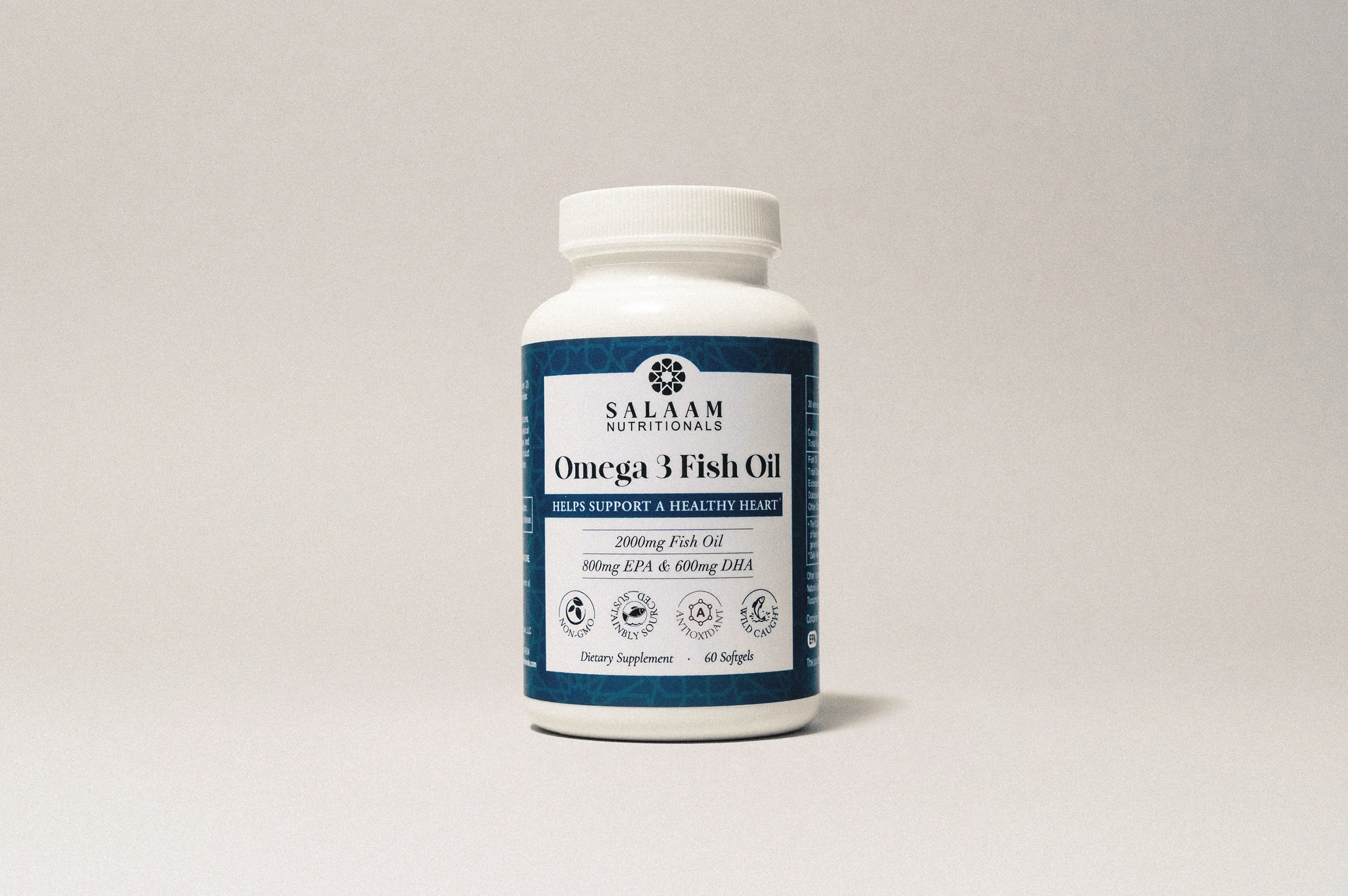 Halal Fish Oil 2000mg Omega-3 Soft Gels with EPA & DHA - 60 Count | Salaam Nutritionals