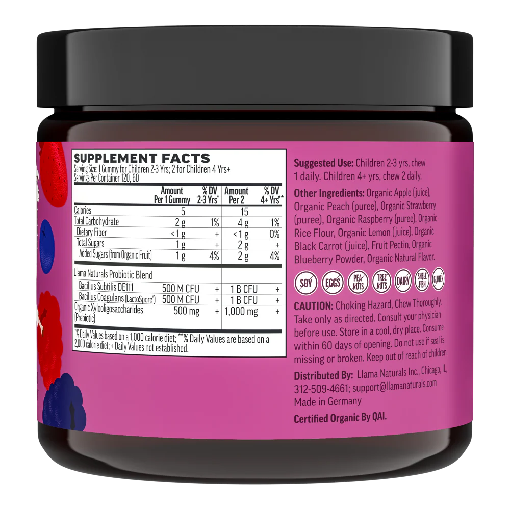 Kids Prebiotic & Probiotic Gummies, Mixed Berry (120 ct) - Image 2