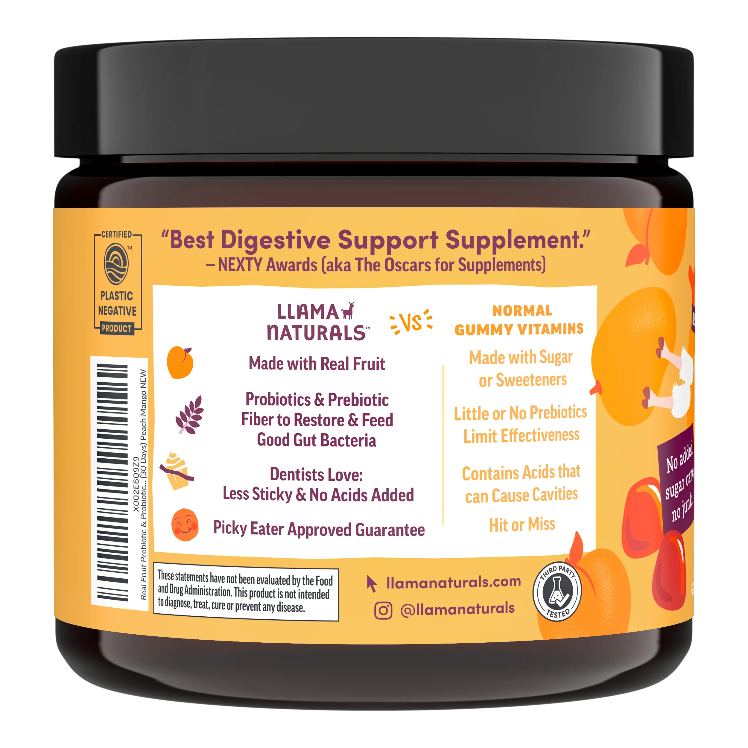 Kids Prebiotic & Probiotic Gummies, Peach Mango (60 ct) - Image 6