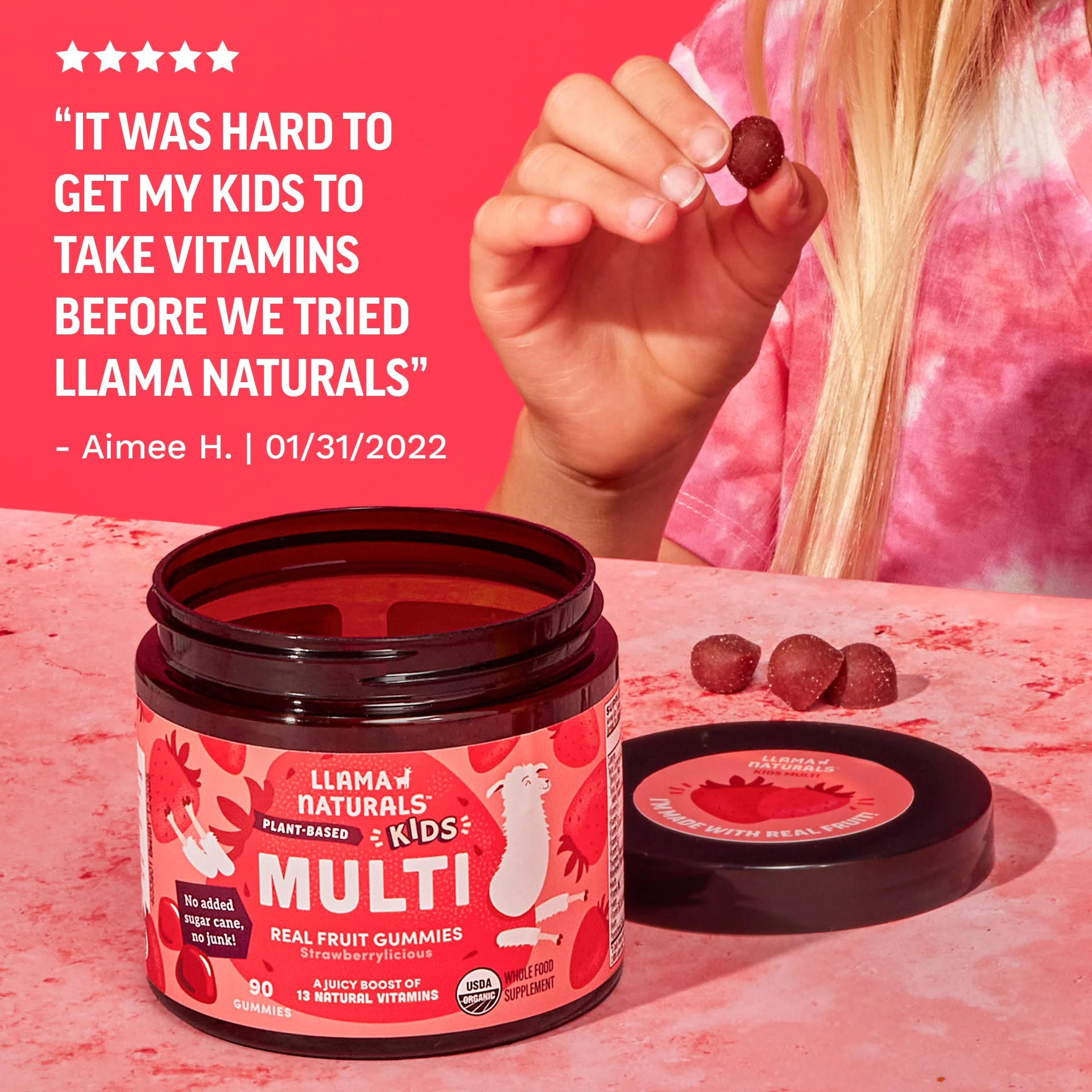 Kids Whole Food Multivitamin Gummies, Cherry (90 ct) - Image 8