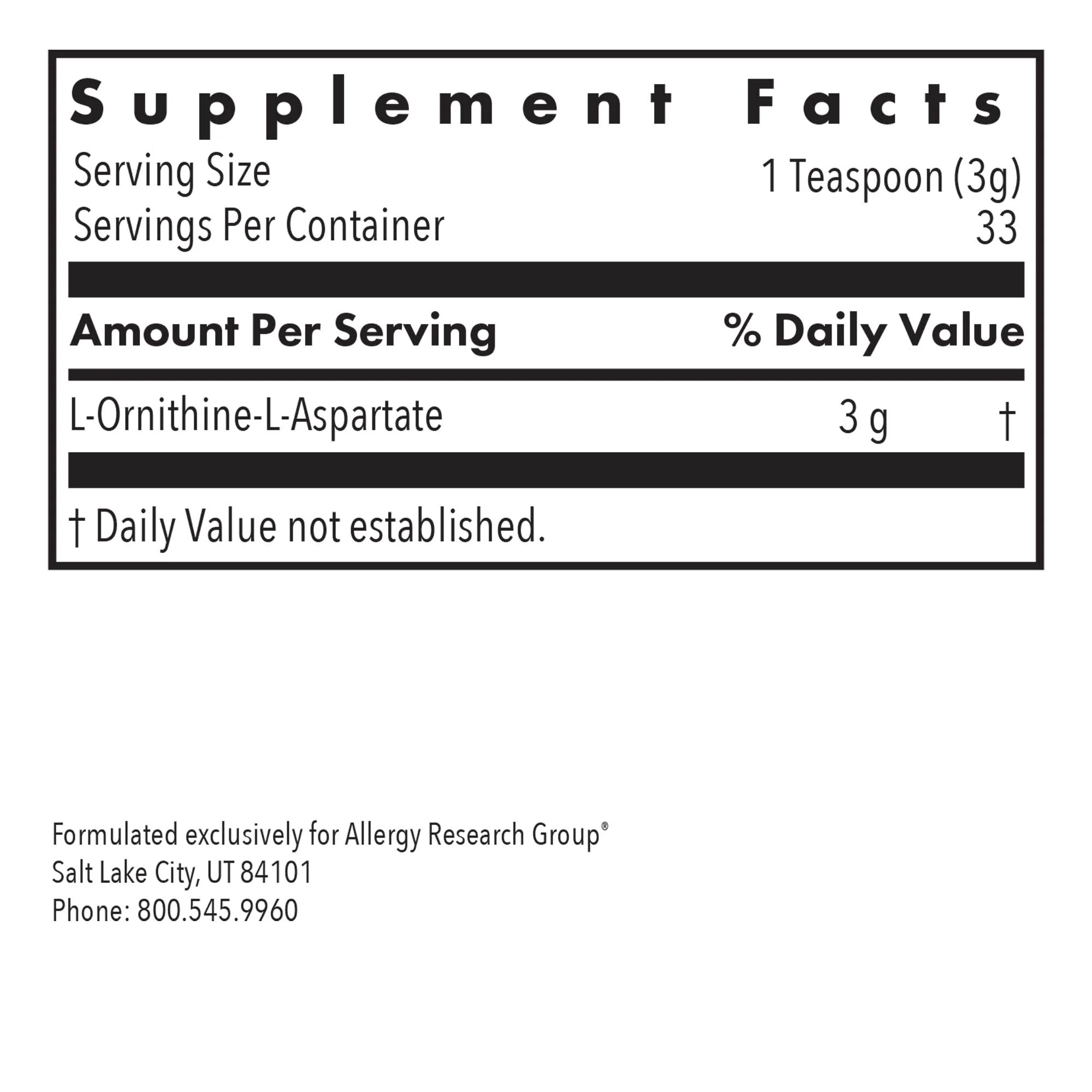 L-Ornithine-L-Aspartate 3.5 oz (100 g)Powder - Image 3