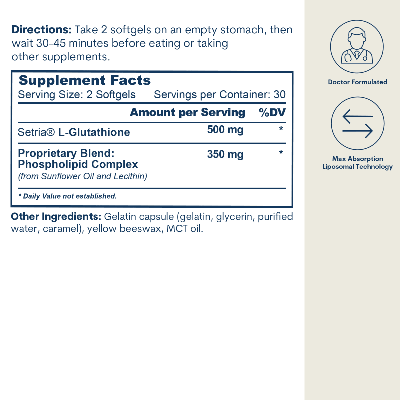 Liposomal Glutathione - Softgels (60 Count / 30 Servings) - Image 3
