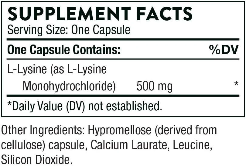 Lysine 500 MG 60 Veggie Caps - Image 2