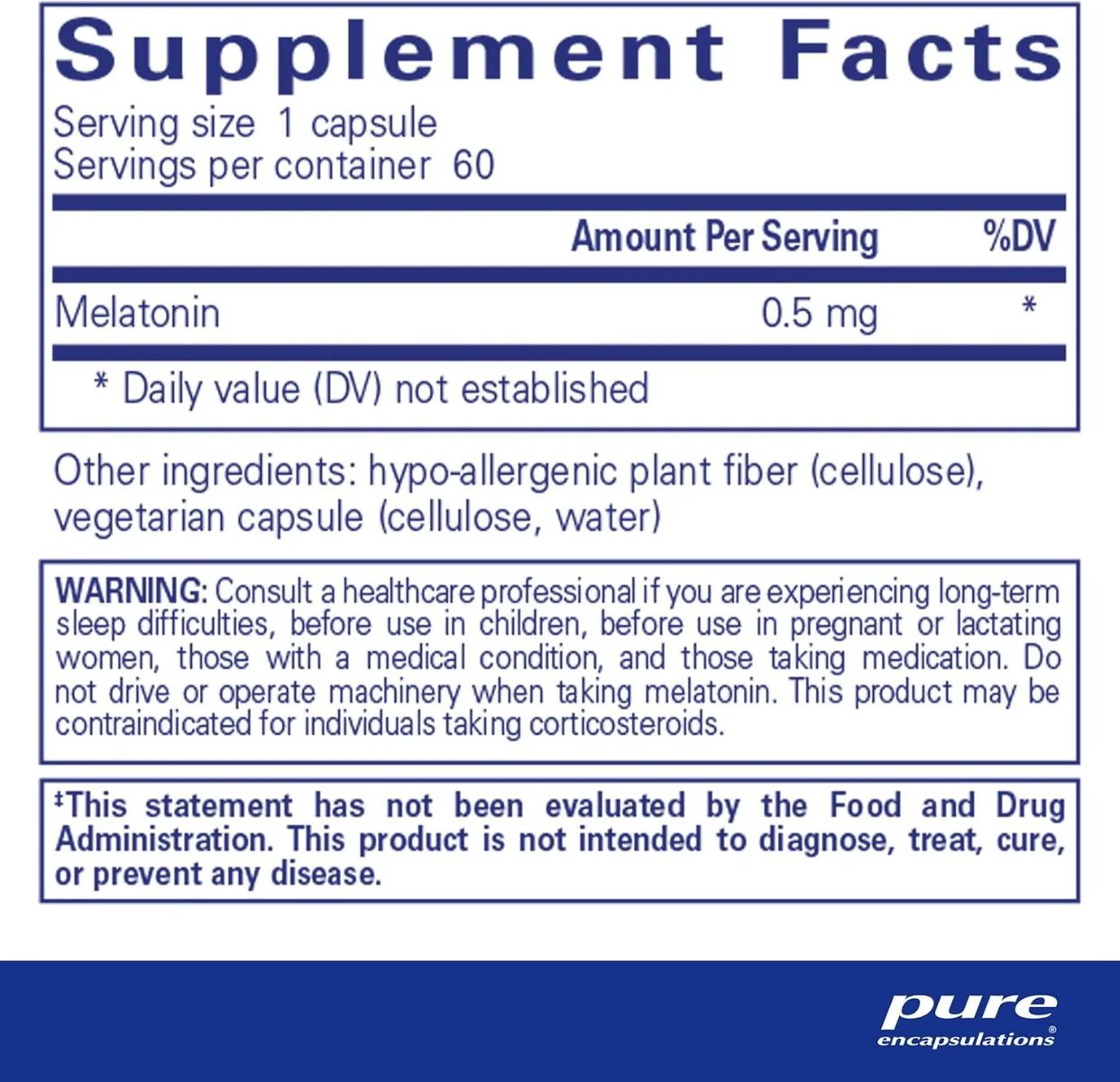Melatonin 0.5 MG 60 Capsules - Image 2