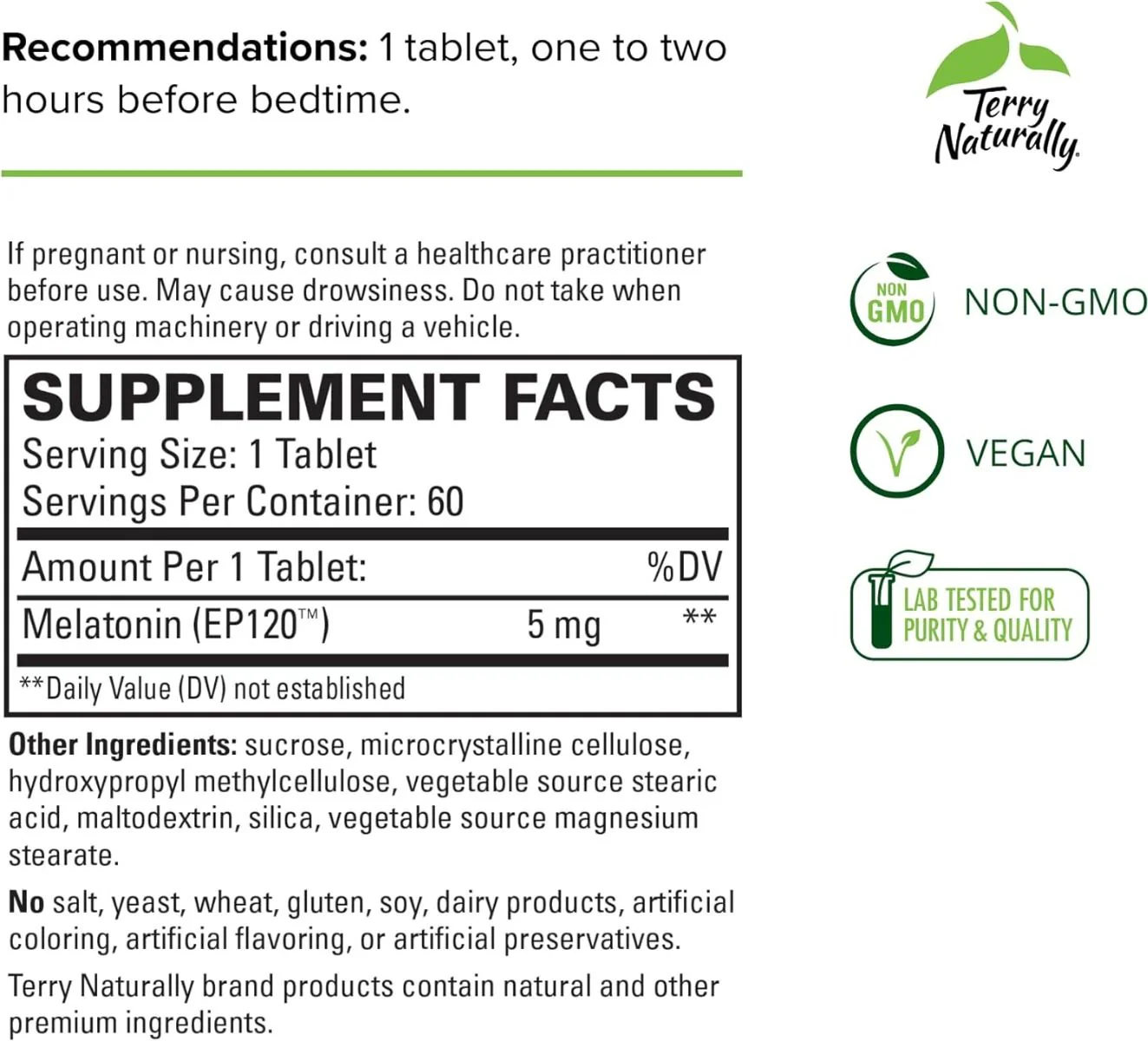 Melatonin EP120™ 5 MG5 MG60Vegan Tablets - Image 2