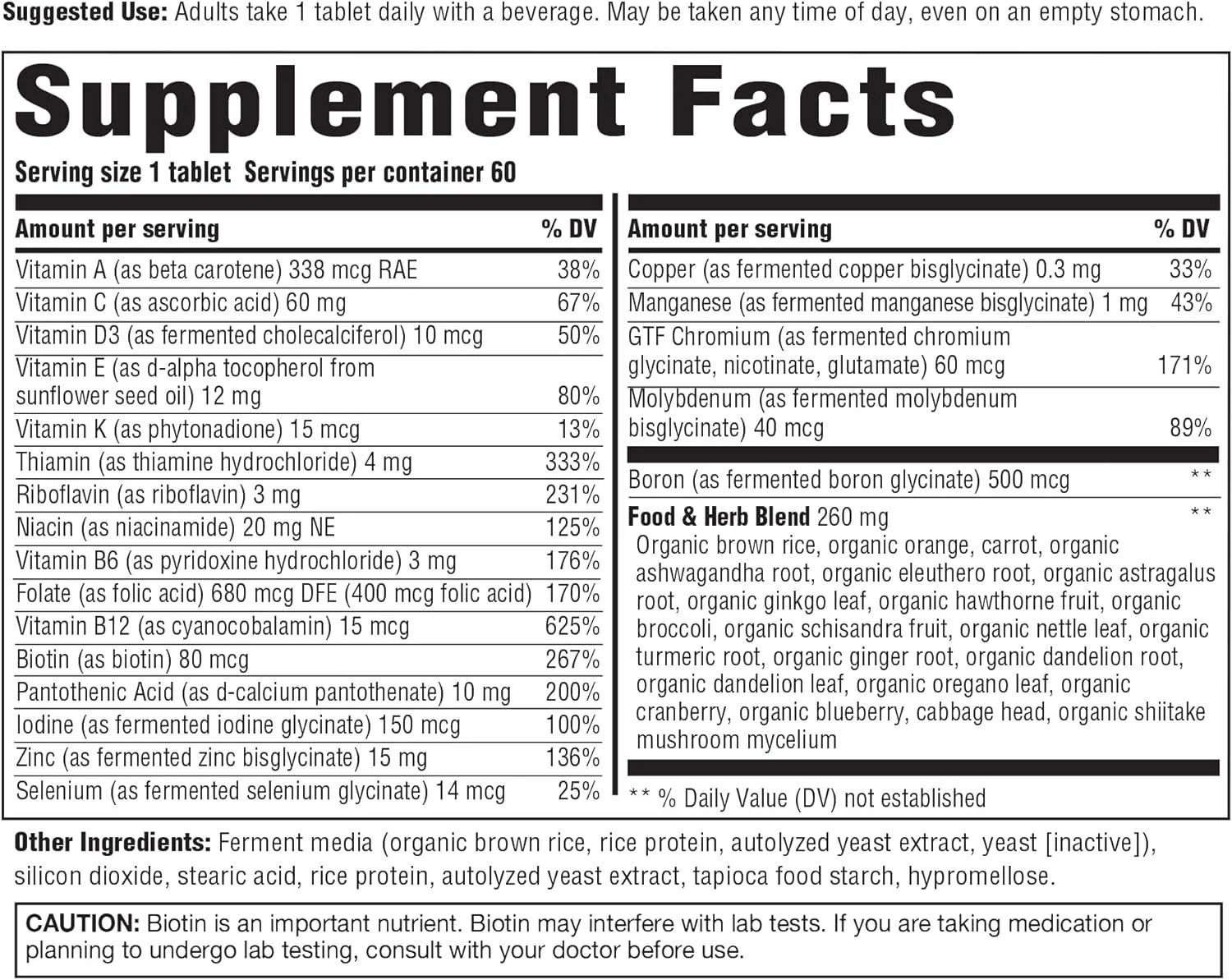 Men Over 40 One Daily Iron Free 60 Tablets - Image 2