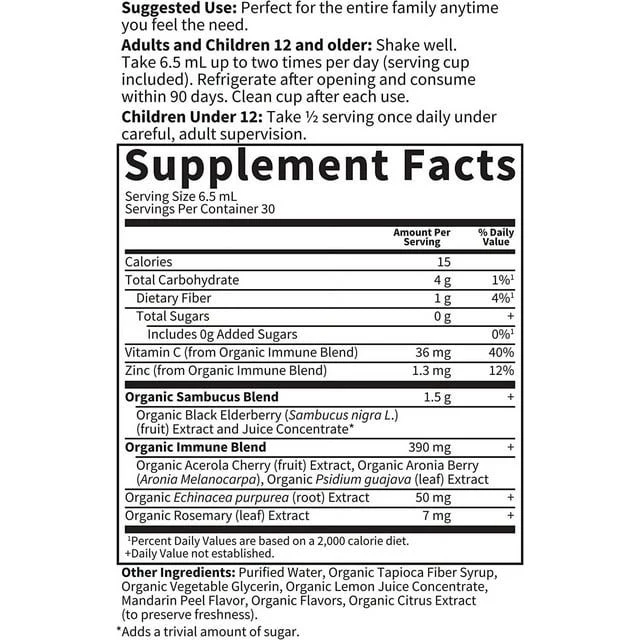 Mykind Organics Elderberry Immune Syrup 6.59 Oz. (195 ML) Liquid - Image 2