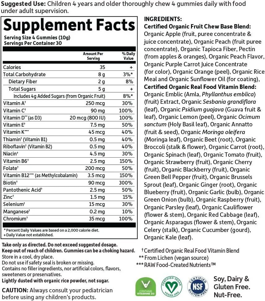 Mykind Organics Kids Multi Gummies Vegan Gummies Fruit - Image 5
