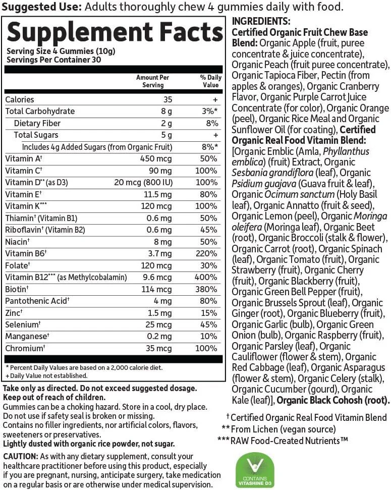 Mykind Organics Women's Multi 40+ Gummies Vegan Gummies Berry - Image 3