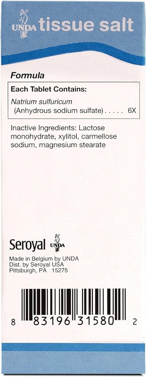 Natrium Sulfuricum 6X Homeopathic Remedy (Schuessler Salt) 100 Tablets - Image 2