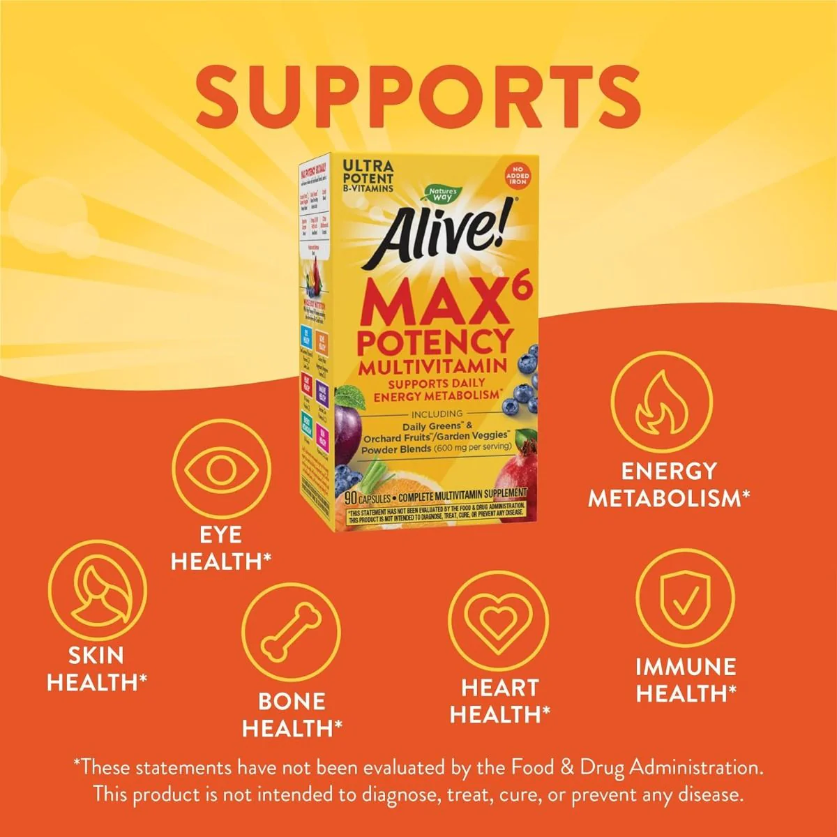 Alive! Max6 Potency (No Iron) 90 Veggie Caps - Image 3