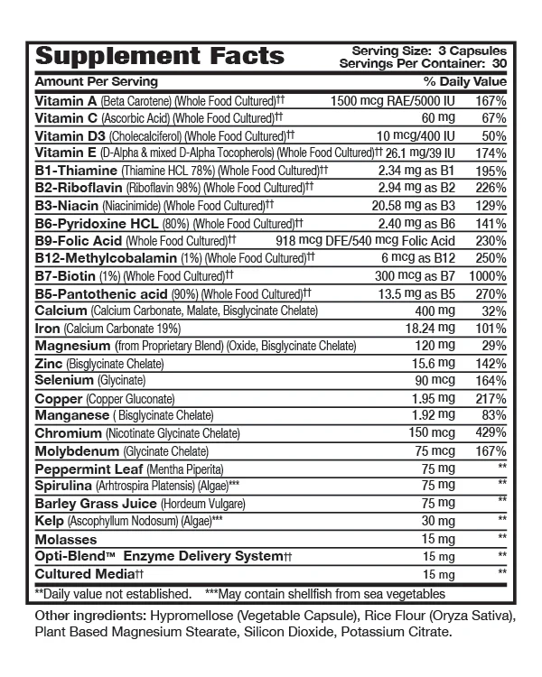 Optimal 2 Whole Food Vitamin Mineral 90 Capsules - Image 3