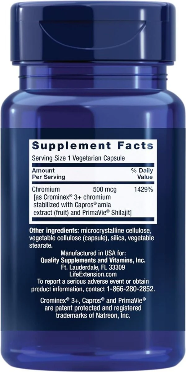 Optimized Chromium with CrominEx 3+ 500 MCG 60 Veggie Caps - Image 2
