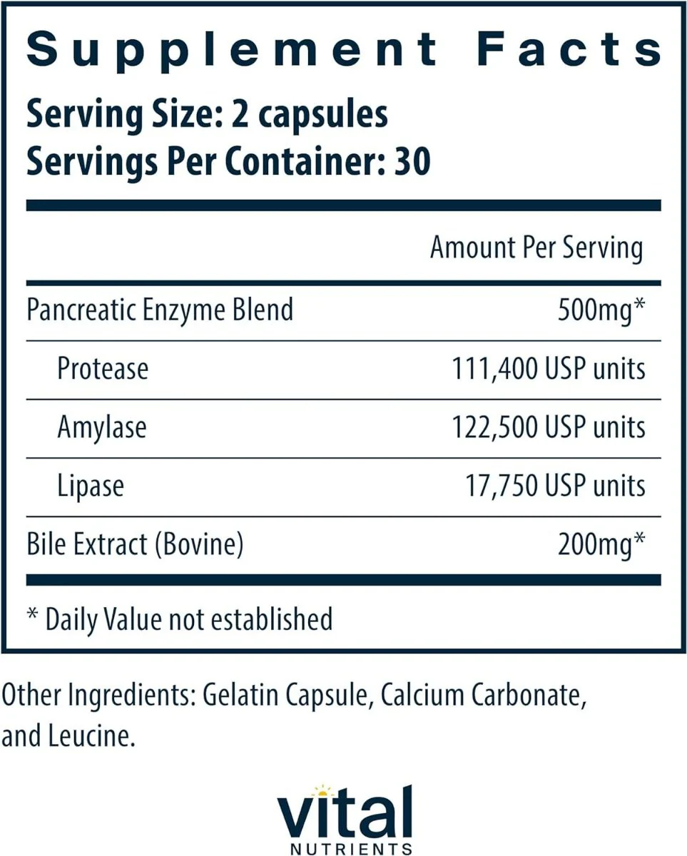 Pancreatin & Ox Bile 60 Veggie Caps - Image 3