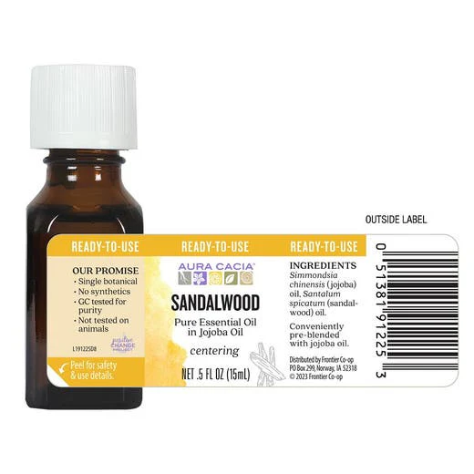 Precious Essentials Sandalwood Blended with Jojoba Oil .5 fl. oz. (15 ml)Oil - Image 5