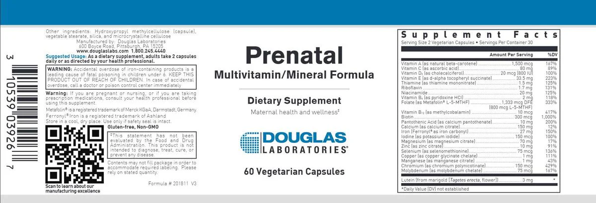 Prenatal Multivitamin/mineral formula 60 Veggie Caps - Image 3