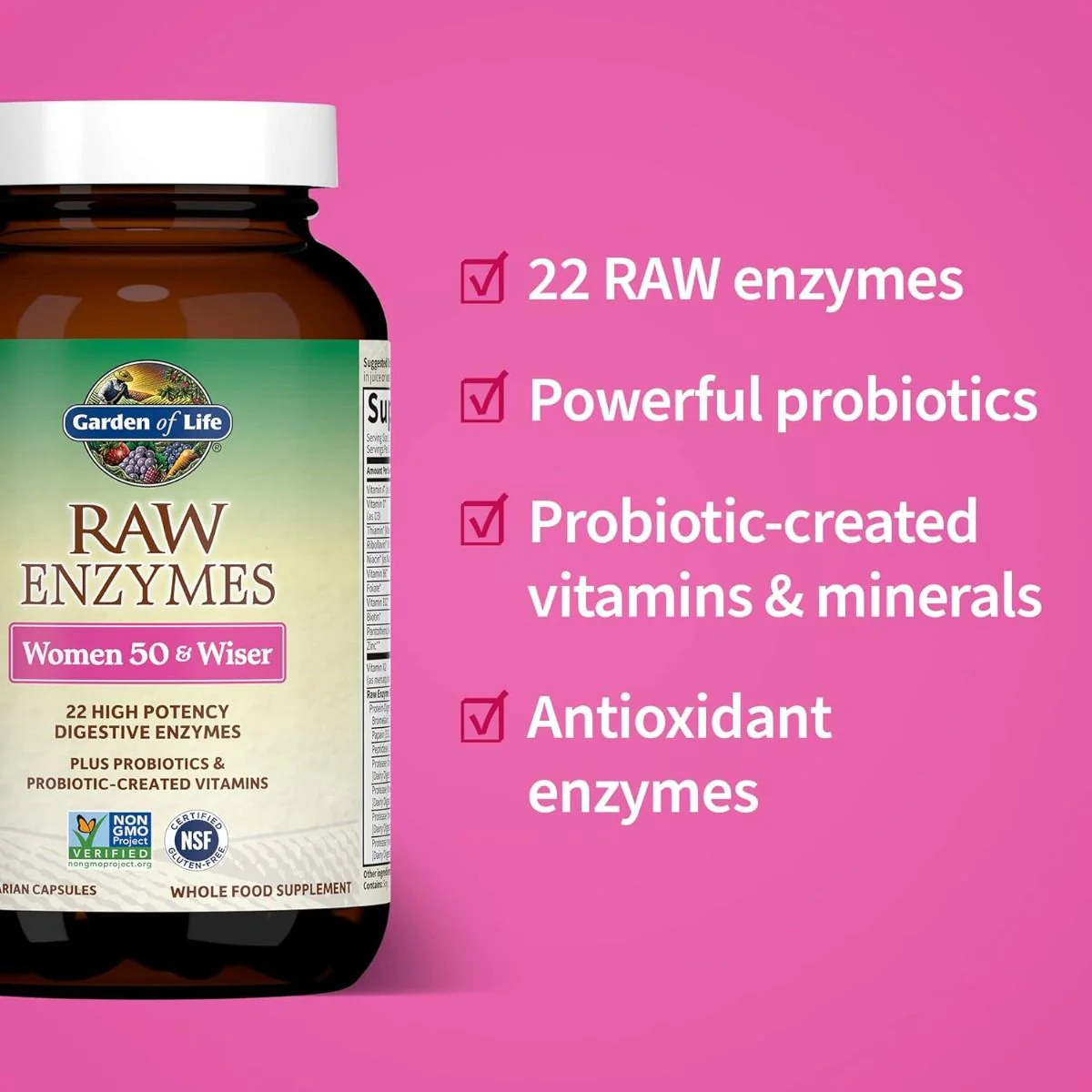 RAW Enzymes for Women 50 & Wiser 90 Veggie Caps - Image 7