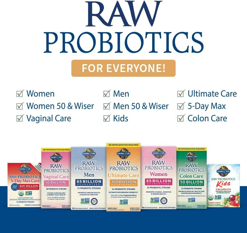 RAW Probiotics Ultimate Care Shelf Stable 100 Billion 30 Veggie Caps - Image 2