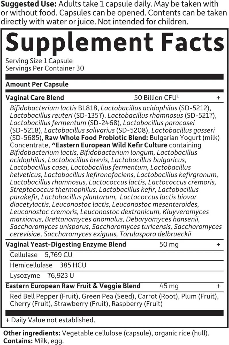 RAW Probiotics Vaginal Care Shelf Stable 50 Billion 30 Veggie Caps - Image 6