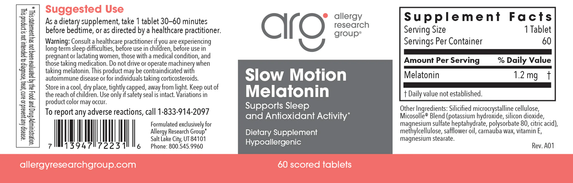 Slow Motion Melatonin 1.2 mg in Lipid Matrix 60 Scored Tablets - Image 2