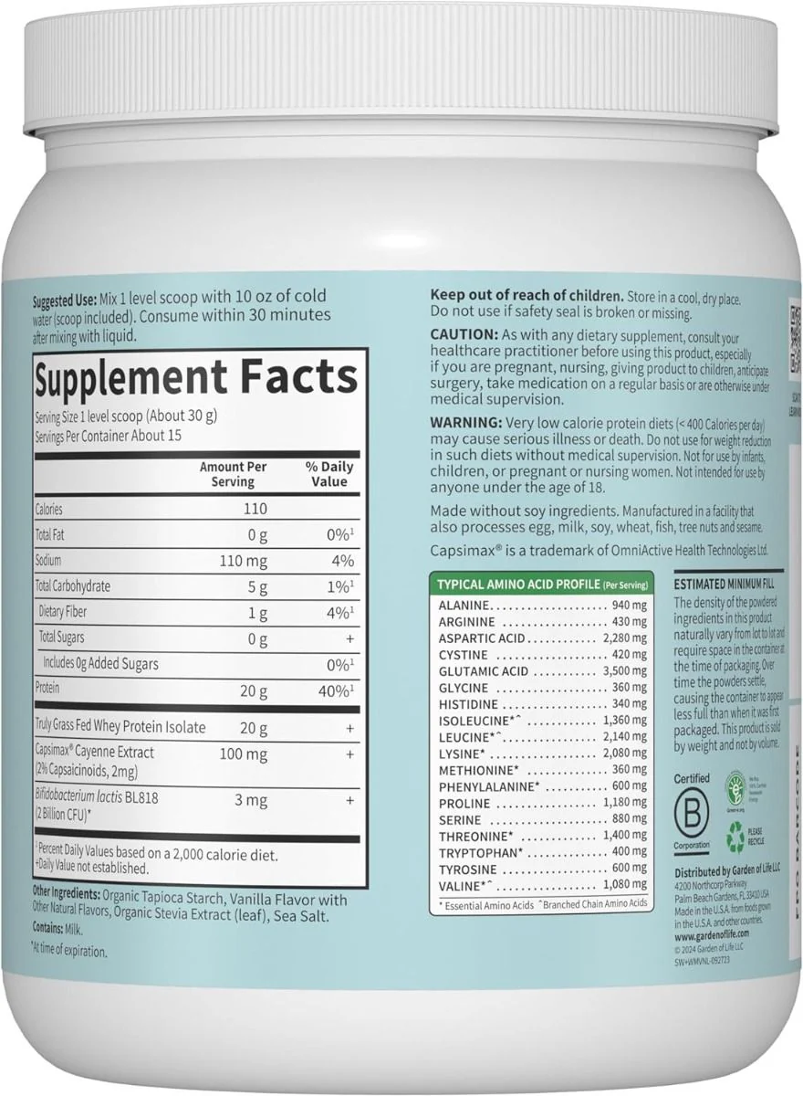 Sport Grass Fed Whey+ Weight Management Protein 450g Powder Vanilla - Image 6