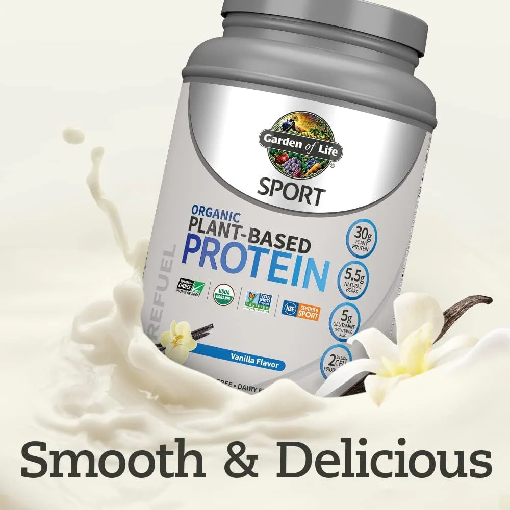 SPORT Organic Plant-Based Protein 28.4 oz (1 lb 12 oz / 806 g) Powder Vanilla - Image 10