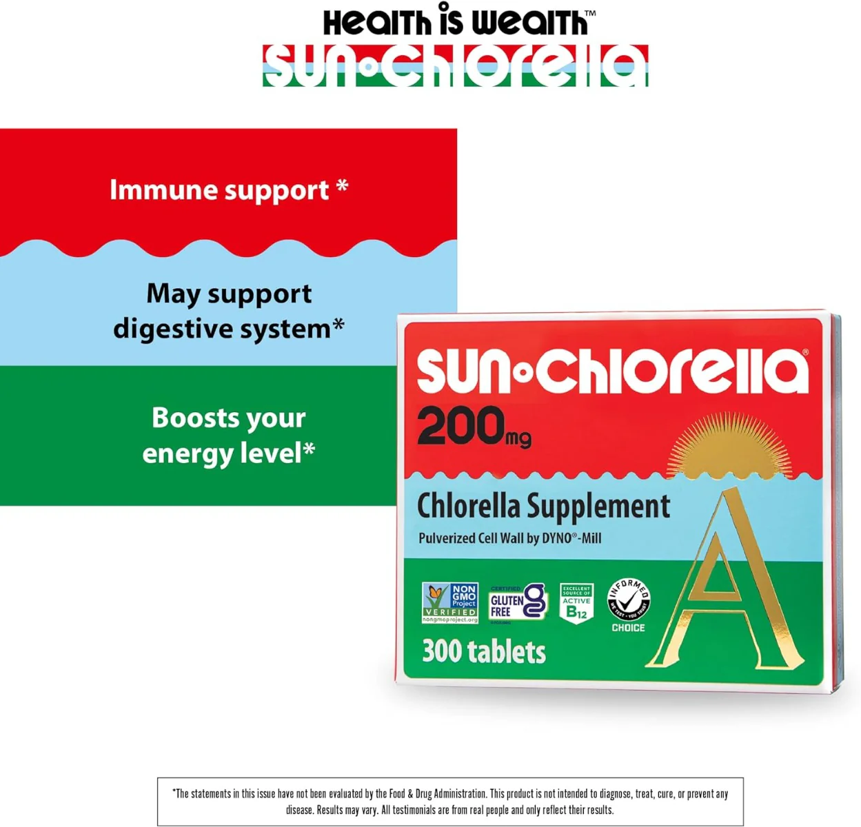Sun Chlorella "A" Tablets 200 MG 300 Tablets - Image 3